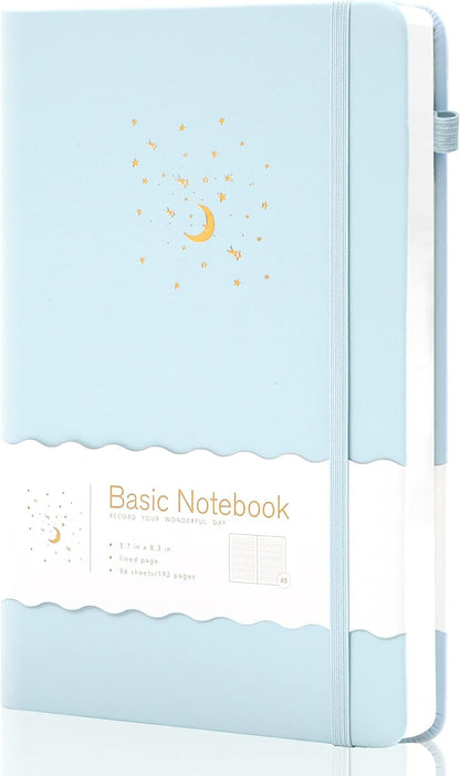 CAGIE Journal Notebook for Women Men, Hardcover Lined Notebooks Journals for Writing Work Journaling Note Taking Diary with Pen Loop (Black Ruled), Gifts, 5.7" x 8.3", 196 Pages