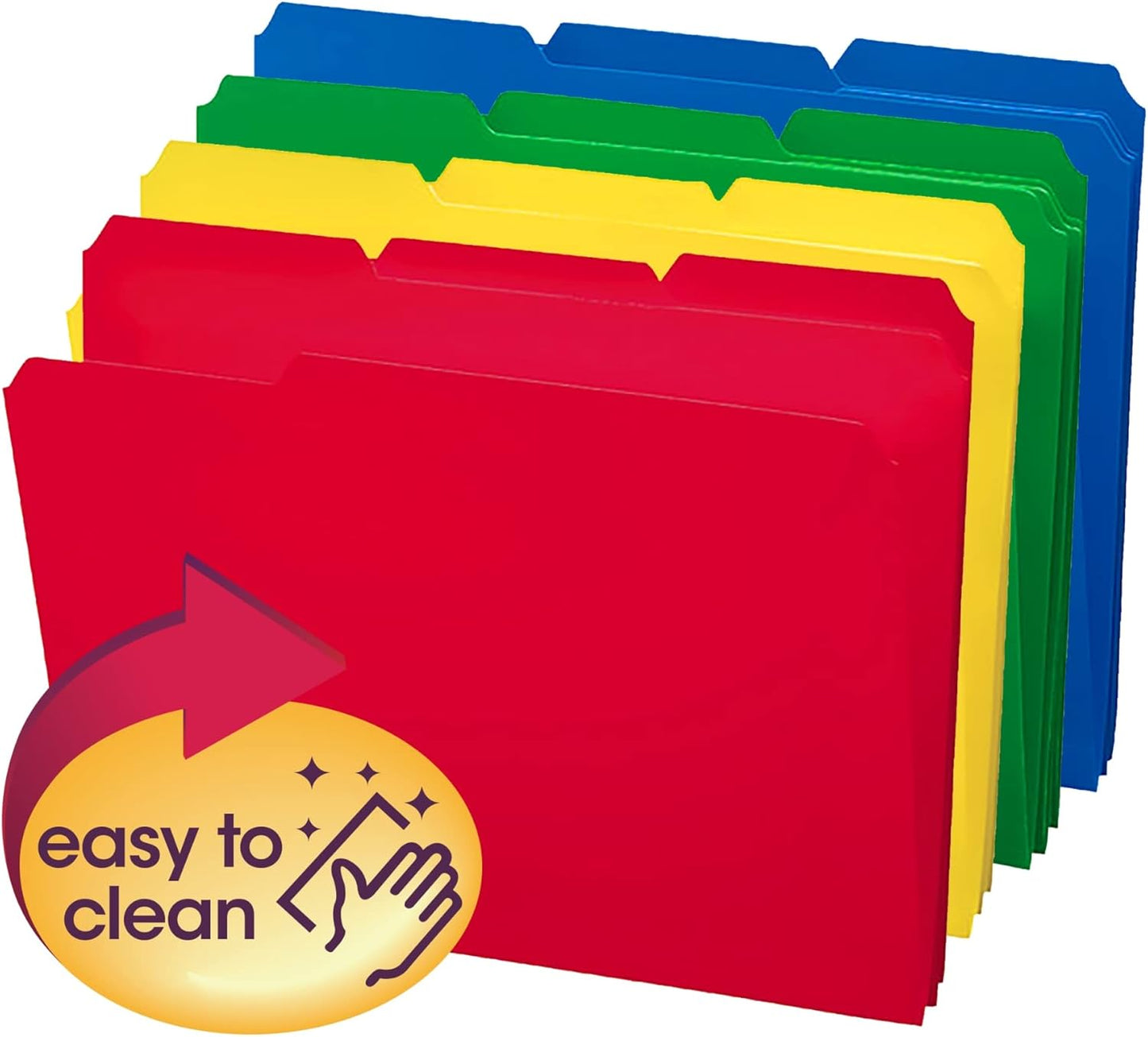 Smead Poly File Folder, 1/3-Cut Tab, Letter Size, Red, 24 per Box (10501)
