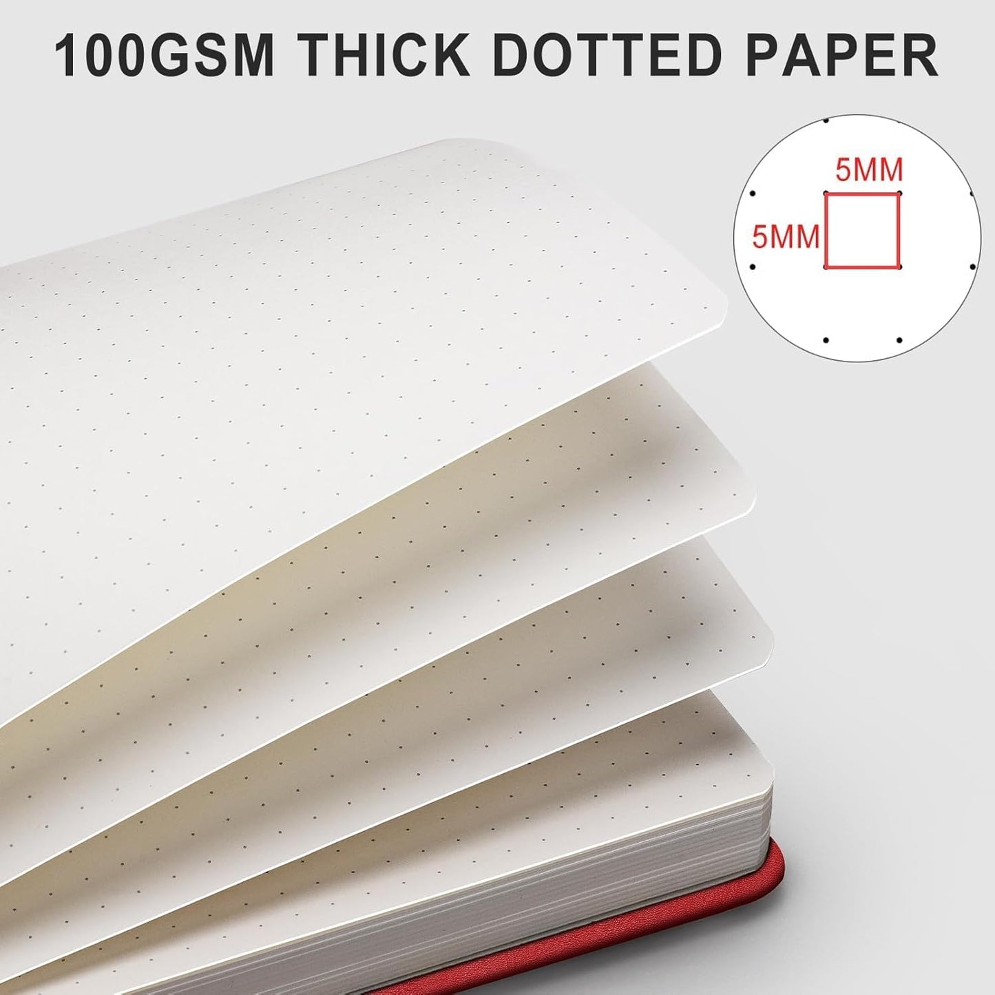 AHGXG Graph Paper Notebook - Grid Paper Notebook Large A4 8.5''×11'', 320 Pages Thick Journal, 100gsm Thick Graph Paper, Leather Softcover, Inner Pocket - Black