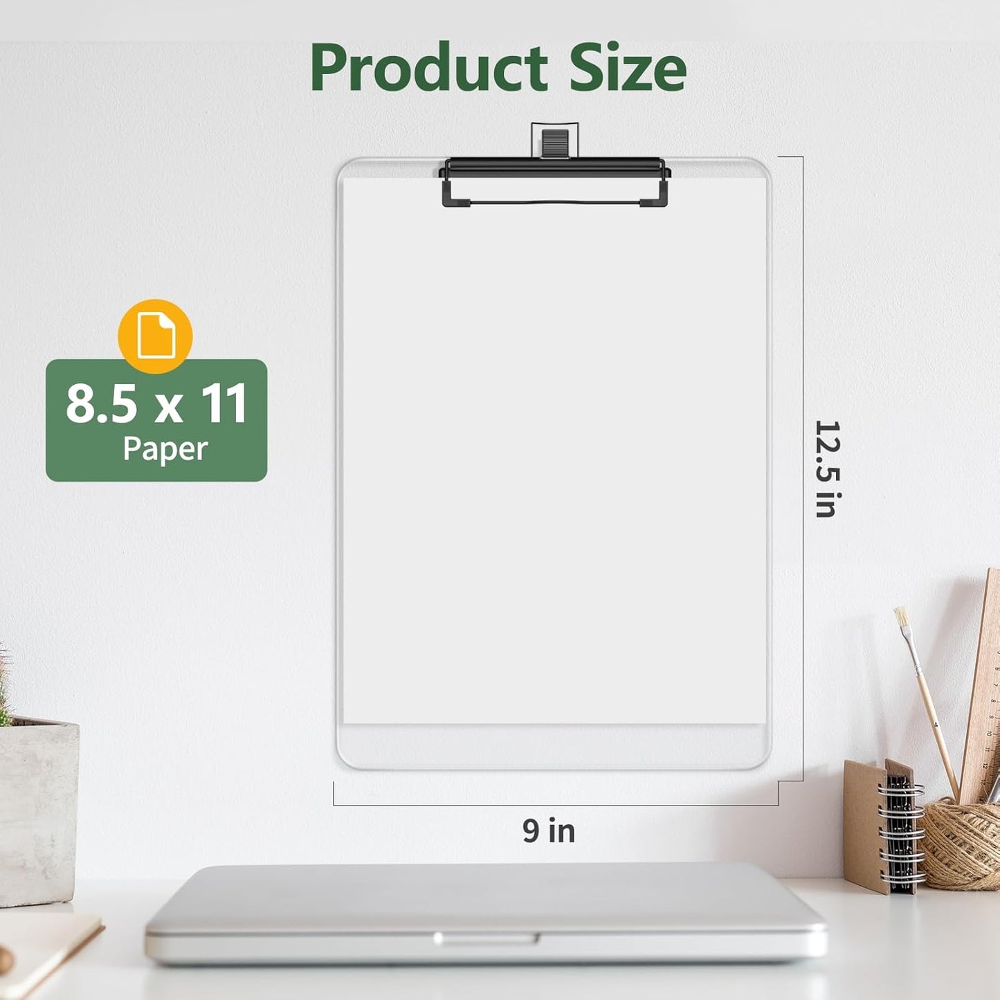 2 Pack Black Clipboard with Pen Holder, 8.5 x 11 Plastic Clip Boards with Black Low Profile Clip, Letter Size for Classroom, Teacher, Students, School, Office Supply