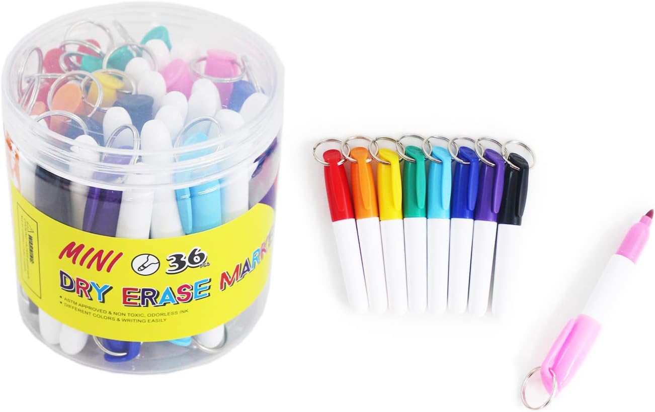 SKKSTATIONERY 36 Pcs Mini Dry Erase Markers, Whiteboard Markers, Marker Pens 3.5'', Black.
