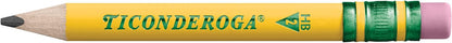 Ticonderoga My First Half-Size Wooden Pencils, Large Triangle-Barrel Pre-Sharpened #2 (HB) Short 4.5" Yellow Pencils with Erasers, Yellow, 12/Pack