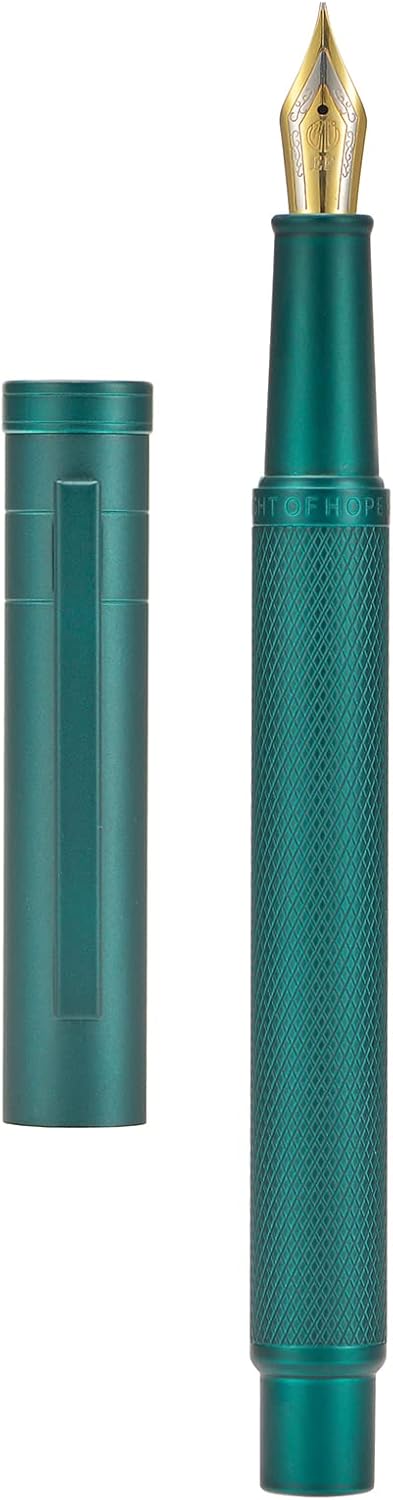 Hongdian Matte Black Forest Rollerball Pen with Schmidt Black Ink Refill, Classic Design with Metal Case for Business Signature