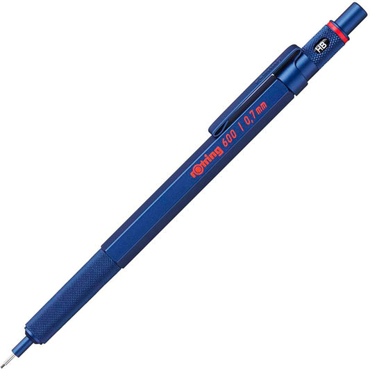 rOtring 600 Mechanical Pencil | 0.7 mm | Blue All-Metal Body Propelling Pencil | Non-Slip Knurled Grip & Hexagonal Barrel