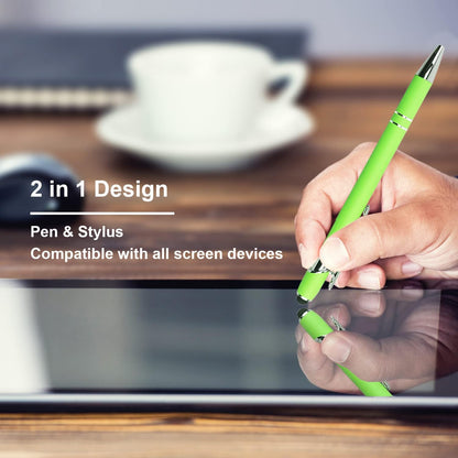 Oddmoal Ballpoint Pen with Stylus Tip, Soft Touch Click Metal Pen, 1.0mm Medium Point, Black Ink, 12 Count(Black)