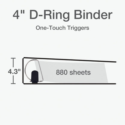 Oxford 3 Ring Binders, Durable Binders for School and Office, 4 Inch, ONE-Touch Easy Open D Rings, View Binder Covers, 4 Interior Pockets, PVC-Free, Holds 880 Sheets, Blue, 2 Pack (79922)