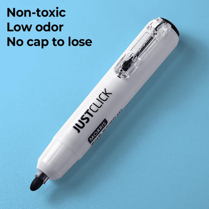 carrotez Retractable Dry Erase Markers, Click Dry Erase Whiteboard Markers, Bullet Tip, Thick Barrel, 12 Count, Black