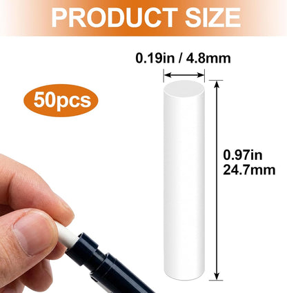 50 Pcs Mechanical Pencil Eraser Refills, White Refill Erasers for Propelling Pencils, Universal Traceless Eraser Replacement for Office Notebook Drafting