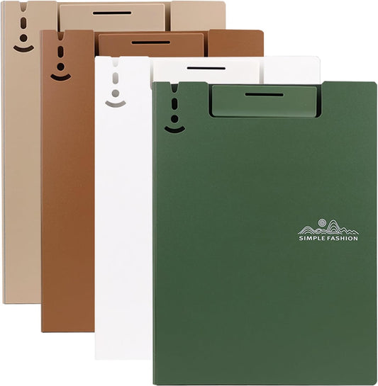 Clipboard Folder, 4 Pcs A4 Foldable Clipboard with Metal Clip, 360° Foldable 12.5x9 Inch Plastic Clipboard, Document Holder for Work