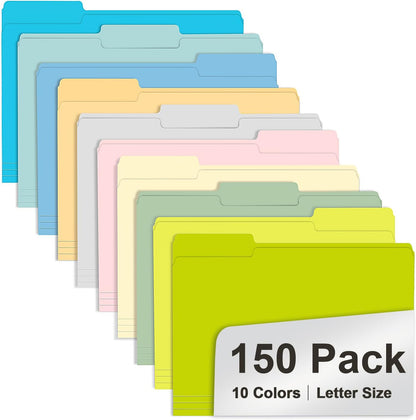 File Folder, RAZCC 150 Pack 1/3 Cut Tab File Folders Letter Size, Manila Folders, Folders with Tab, Great for Organizing and Easy File Storage