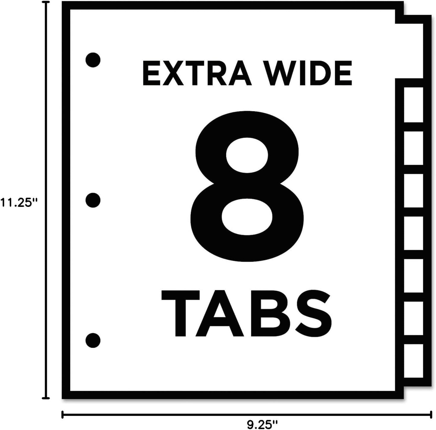 Insertable Big Tab Dividers, 8-Tab, 11.13 x 9.25, White, Clear Tabs, 1 Set
