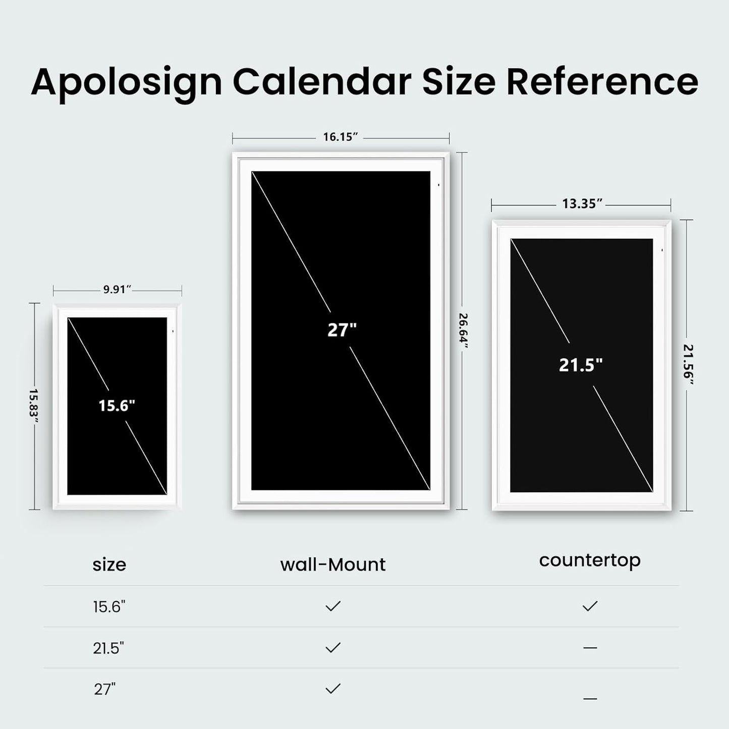 Apolosign 21.5-inch Digital Calendar : Dual Mode Smart Wall Planner, No Subscription, Install Apps, Sync Calendars, Electronic Touchscreen Interactive Display for Family Schedules, Chore Chart (Teak)