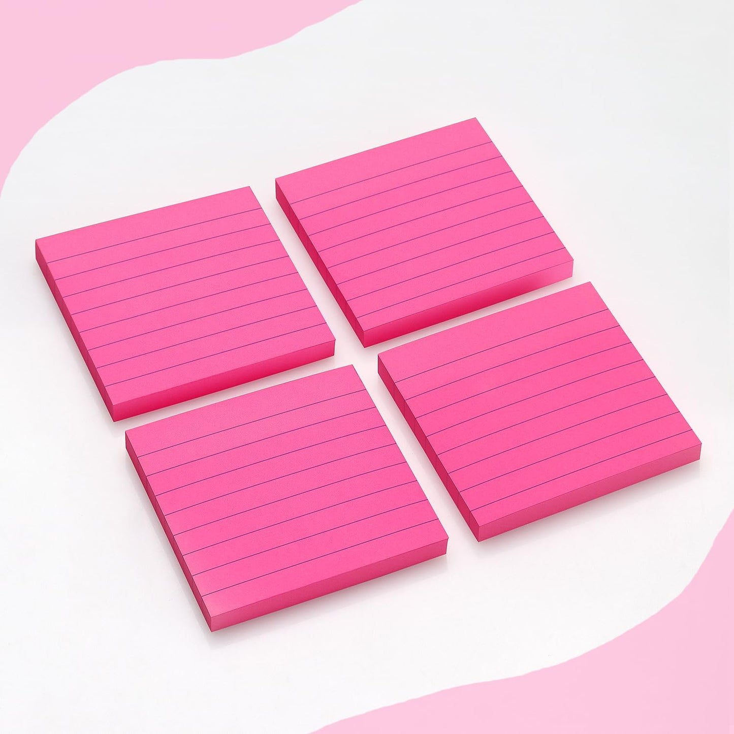 Lined Sticky Notes 3x3 Sticky Notes with Lines Self-Stick Notes Bright Color 4 Pads 90 Sheets/Pad (Pastel)
