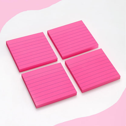 Lined Sticky Notes 3x3 Sticky Notes with Lines Self-Stick Notes Bright Color 4 Pads 90 Sheets/Pad (Pastel)