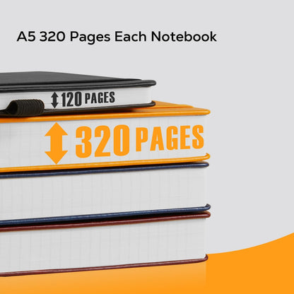 Hardcover Lined Notebook Journal for Writing, 320 Pages Leather Thick College Ruled Notebook Journal with 100GSM Paper, A5 (5.7'' X 8.4'') Daily Journal for Women Men Work Organization, Black