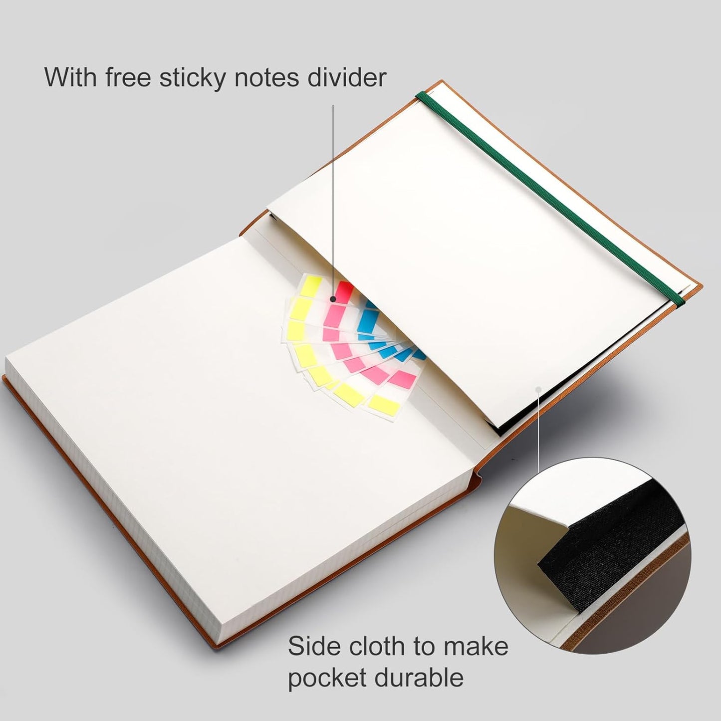 AHGXG Graph Paper Notebook - Grid Paper Notebook Large A4 8.5''×11'', 320 Pages Thick Journal, 100gsm Thick Graph Paper, Leather Softcover, Inner Pocket - Black