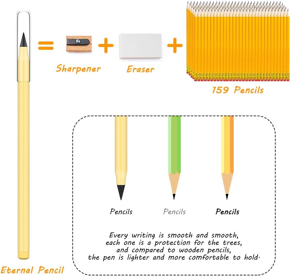 AUAUY 20PCS Inkless Pencil Replaceable Refill, Infinite Pencil Replaceable Graphite Nib, Graphite Nib Metal Inkless, Everlasting Pencils Replacement Head for Writing Drawing Office School Supplies