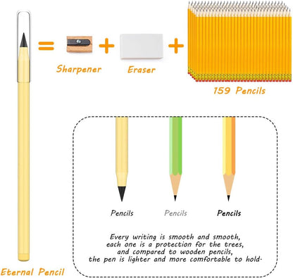 AUAUY 20PCS Inkless Pencil Replaceable Refill, Infinite Pencil Replaceable Graphite Nib, Graphite Nib Metal Inkless, Everlasting Pencils Replacement Head for Writing Drawing Office School Supplies