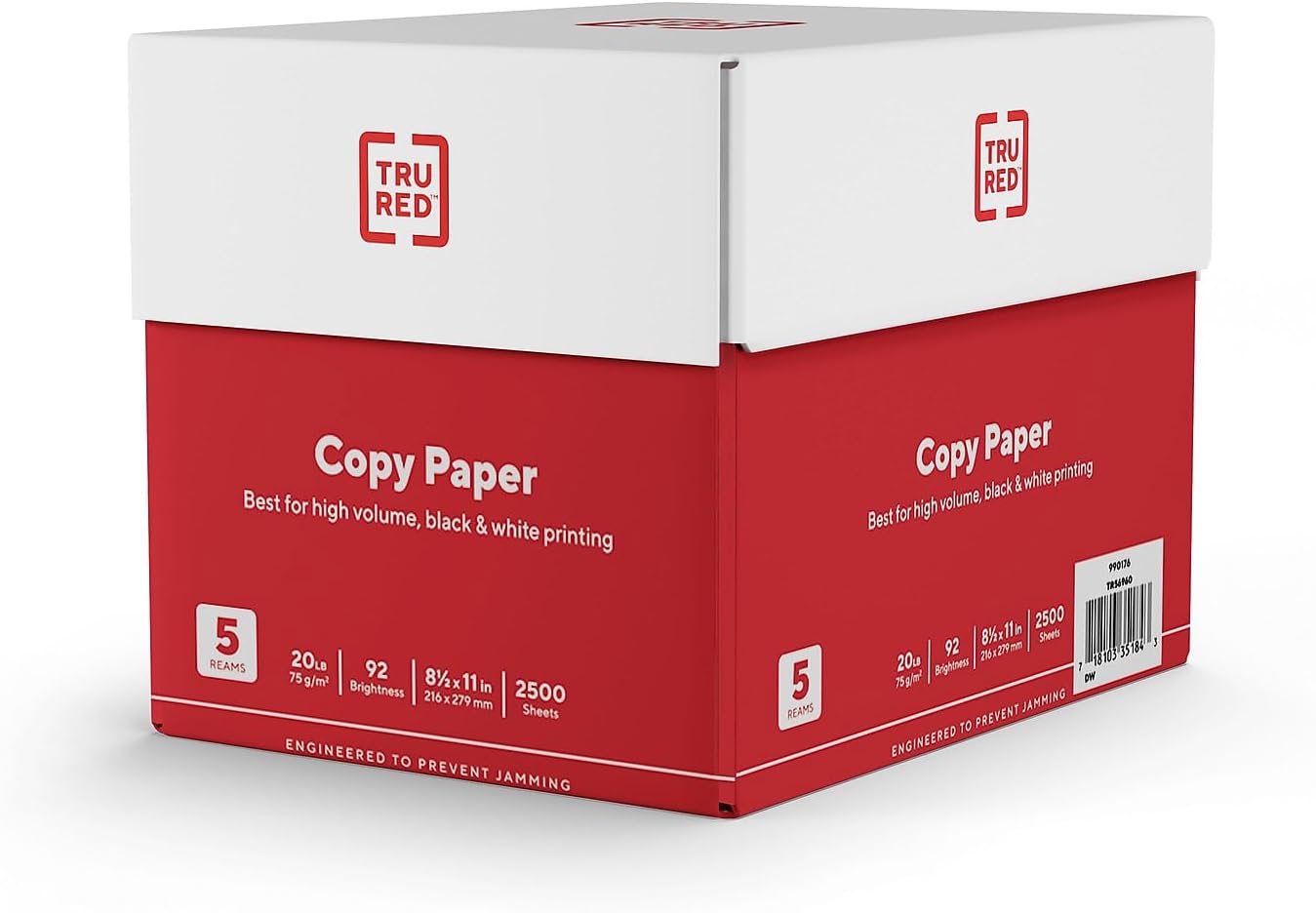 TRU RED 8.5x11 Copy Paper 20 lb. 92-Bright 5000 Sheets/Carton, For Office, School & Home