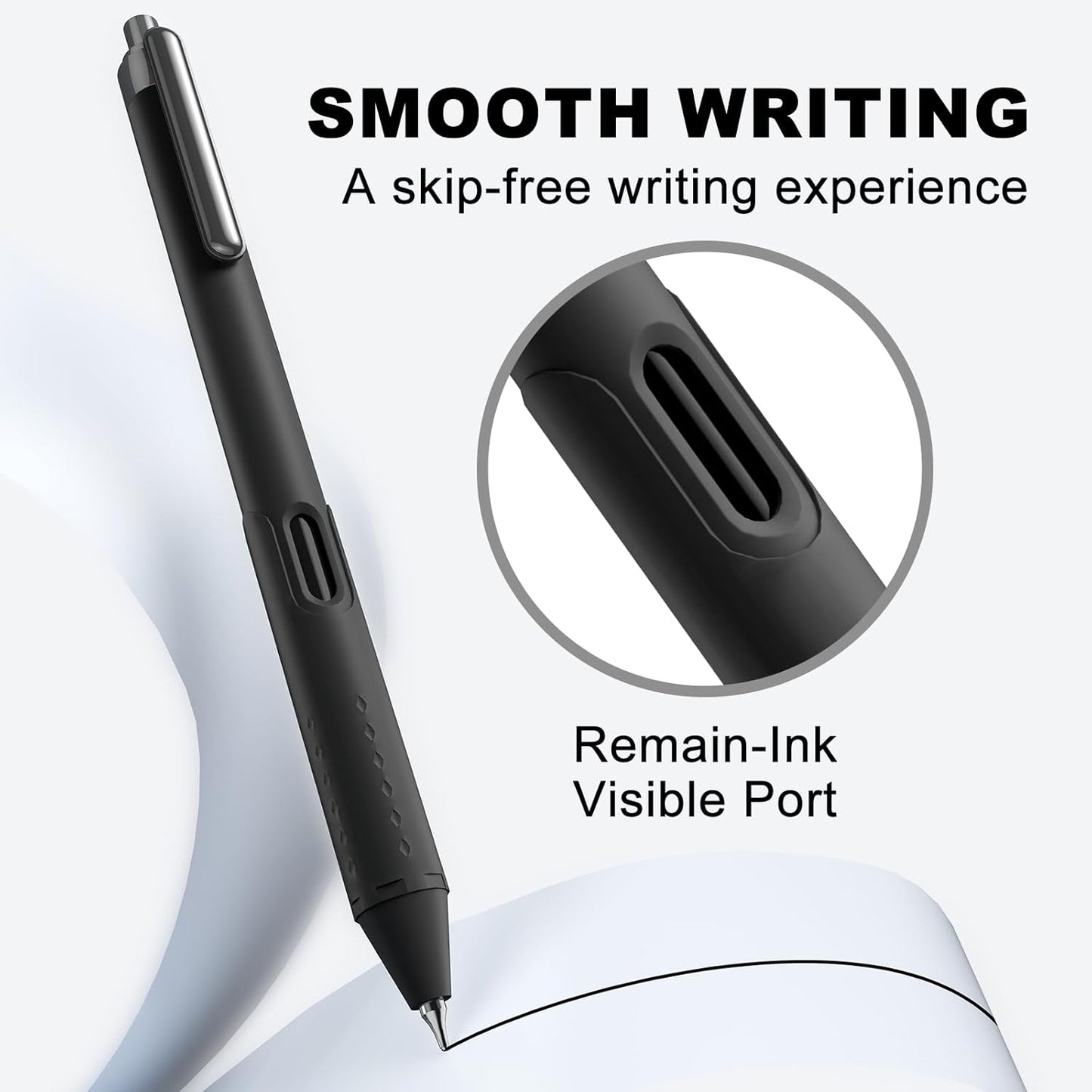 Gel Pens 0.7mm - 12 Pack Smooth Quick-Drying Retractable Black Ink for Journaling