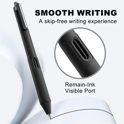 Gel Pens 0.7mm - 12 Pack Smooth Quick-Drying Retractable Black Ink for Journaling