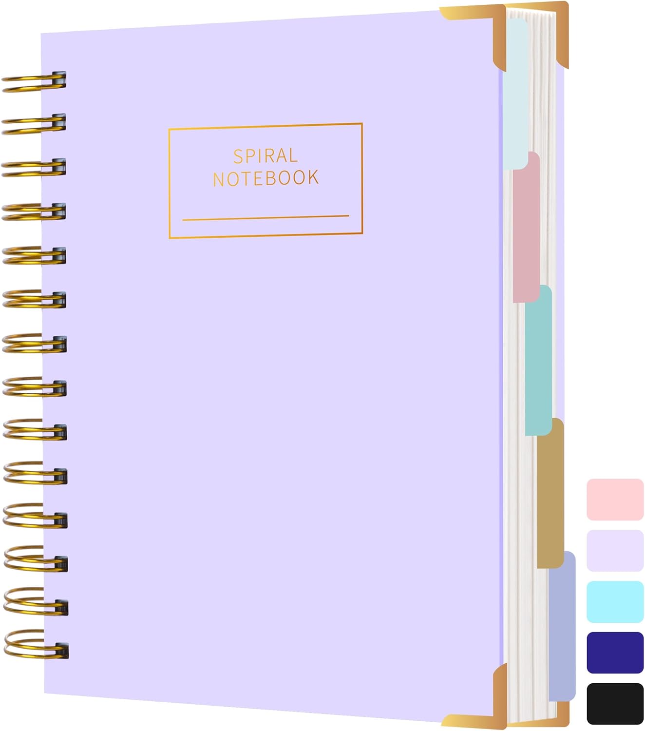 Hardcover Spiral Notebook with Tabs 8"x10" Large Spiral Lined Journals for Women with Dividers 240 Pages College Ruled Composition Notebook 5 Subject Notebook for Work, Back to School, Gifts, Purple