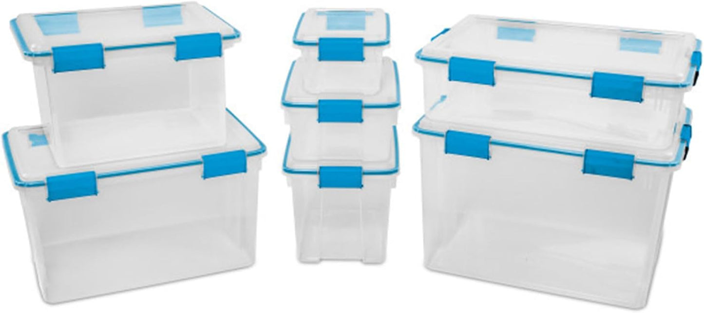 Sterilite 4-Pack Gasket Box, Weather-Resistant Storage Bins with Latching Lids, 32 Quart - Heavy-Duty Organizing Containers for Closet, Bathroom, and Office