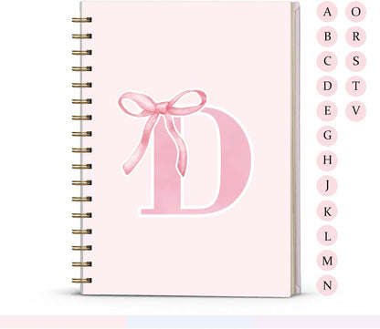 Blue Bow Journal Notebook for Girls,Initial H Journals Personalized Diary Gifts for Teen Girl Kids,Monogrammed Gifts for Women,Trendy Coquette Cute Hardcover Spiral Notebook 5.5 x 8.3 - Colors A
