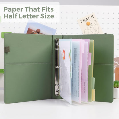 SKYDUE 3 Ring Binder with Clipboard,1 Inch Binder, 13.2" × 10.2" PU Clipboard Binder with Notepad & 5 Dividers with 5 Pockets, Labels, Clipboard Folder Great for School Office(Fit Letter Sized Paper)