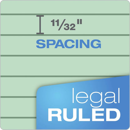 Tops Prism Plus 100% Recycled Legal Pad, 8-1/2 x 11-3/4 Inches, Perforated, Green, Legal/Wide Rule, 50 Sheets per Writing Pad, 12 Pads per Pack (63190)