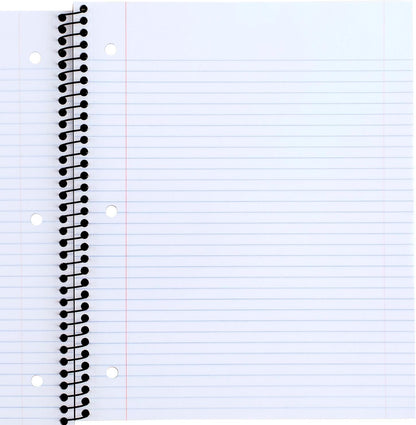 Mead Spiral Notebooks, 1 Subject, Wide Ruled Paper, 8" x 10-1/2", 100 Sheets, Assorted Colors, 5 Pack (930093)