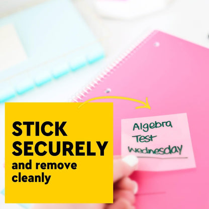 Post-it Transparent Notes, 2.8 in. x 2.8 in., Blue, Pink, Green and Orange Sticky Notes, School Supplies, Office Products, Great for Studying, 8 Pads