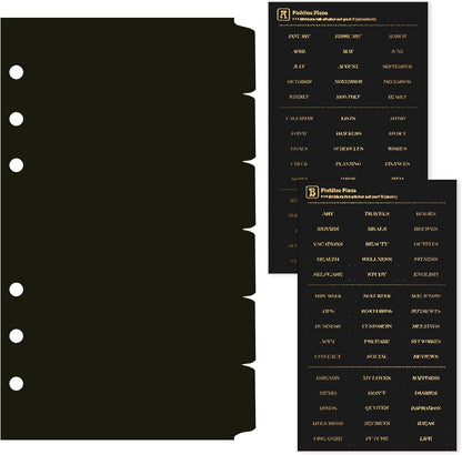 DY.2ten Black Binder Dividers for 6-Holes Ring Binder, 1/7 Cut Tabs, A5 Size, Sturdy Plastic Dividers with 7 Tabs for School Office Home, 2 Sets, 14 Dividers, 2 Tab Stickers.