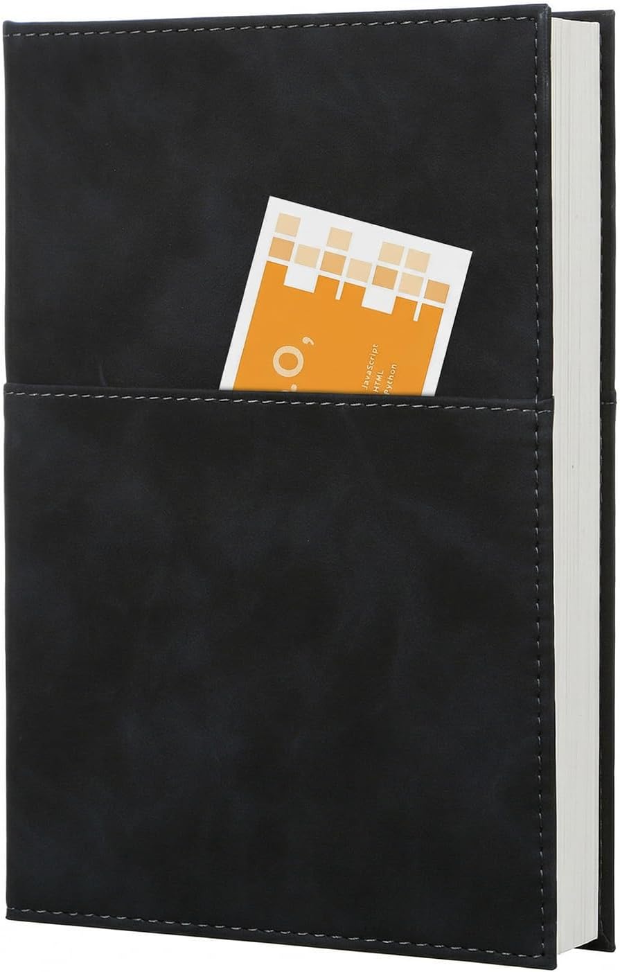 Comix 6 Pack Lined Journal Notebooks for Work, 240 Pages, 5.5"x8.3", Black, Hardcover, A5 Medium College Ruled, Journaling Notebooks for Notes-Taking, Fits for Office School Home