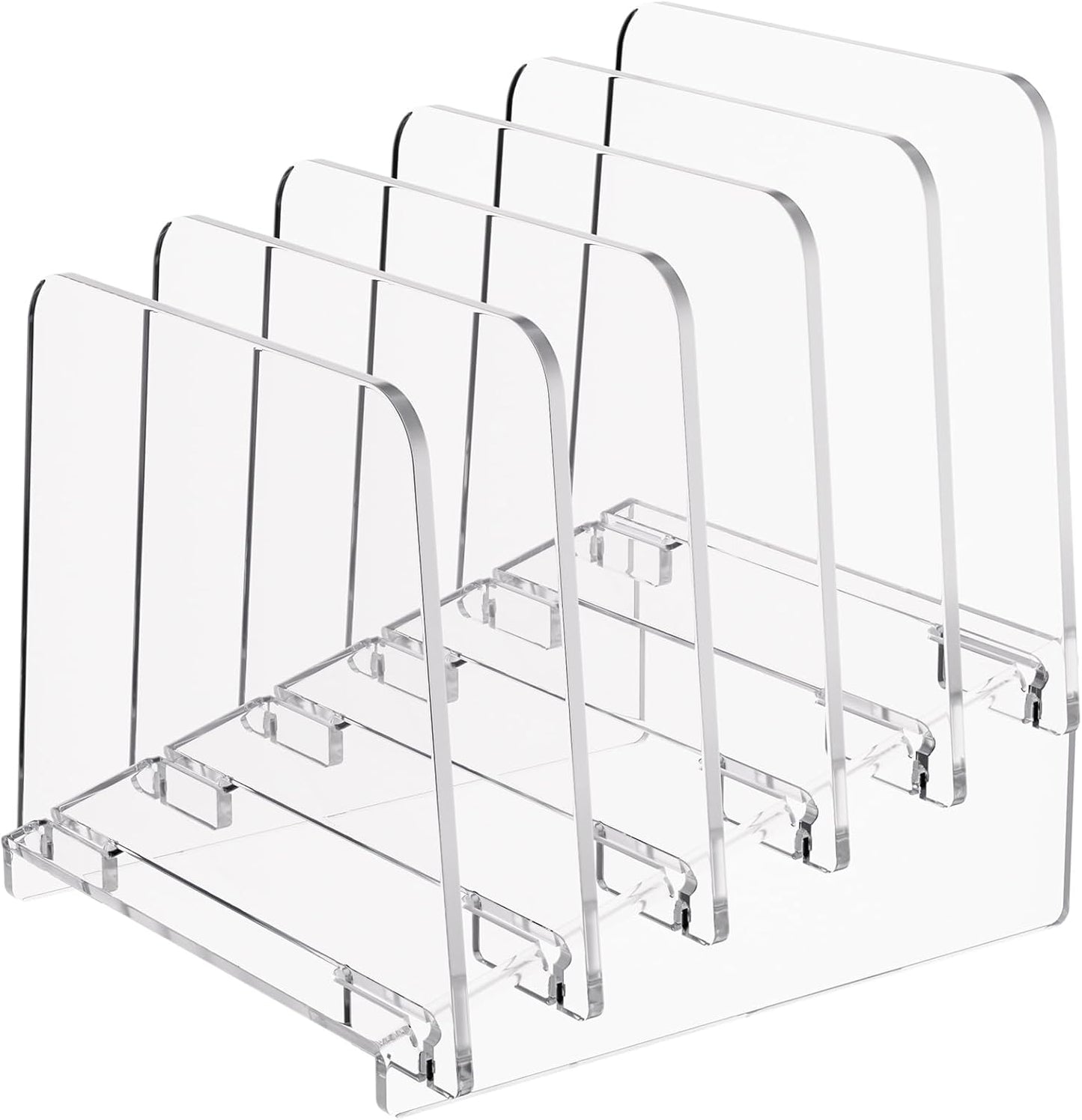 MaxGear Desk File Organizer, 5-Section Vertical Acrylic Filing Folders Holder Stand, Clear Incline Document Organizer Sorter Rack for Office School Home