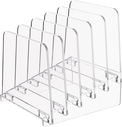 MaxGear Desk File Organizer, 5-Section Vertical Acrylic Filing Folders Holder Stand, Clear Incline Document Organizer Sorter Rack for Office School Home