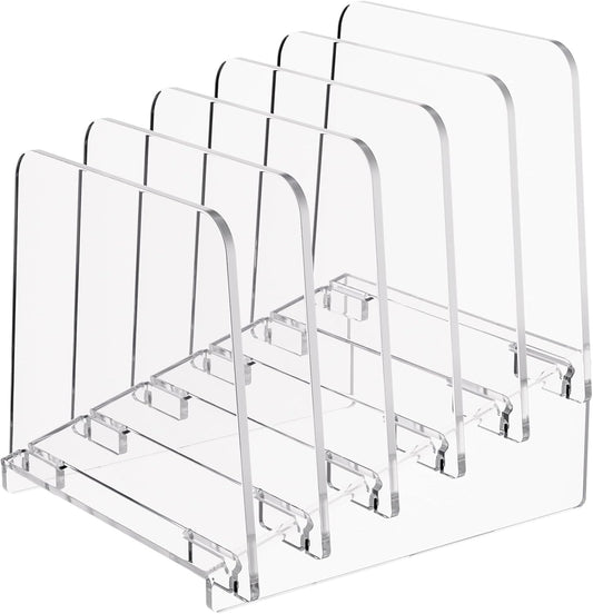 MaxGear Desk File Organizer, 5-Section Vertical Acrylic Filing Folders Holder Stand, Clear Incline Document Organizer Sorter Rack for Office School Home