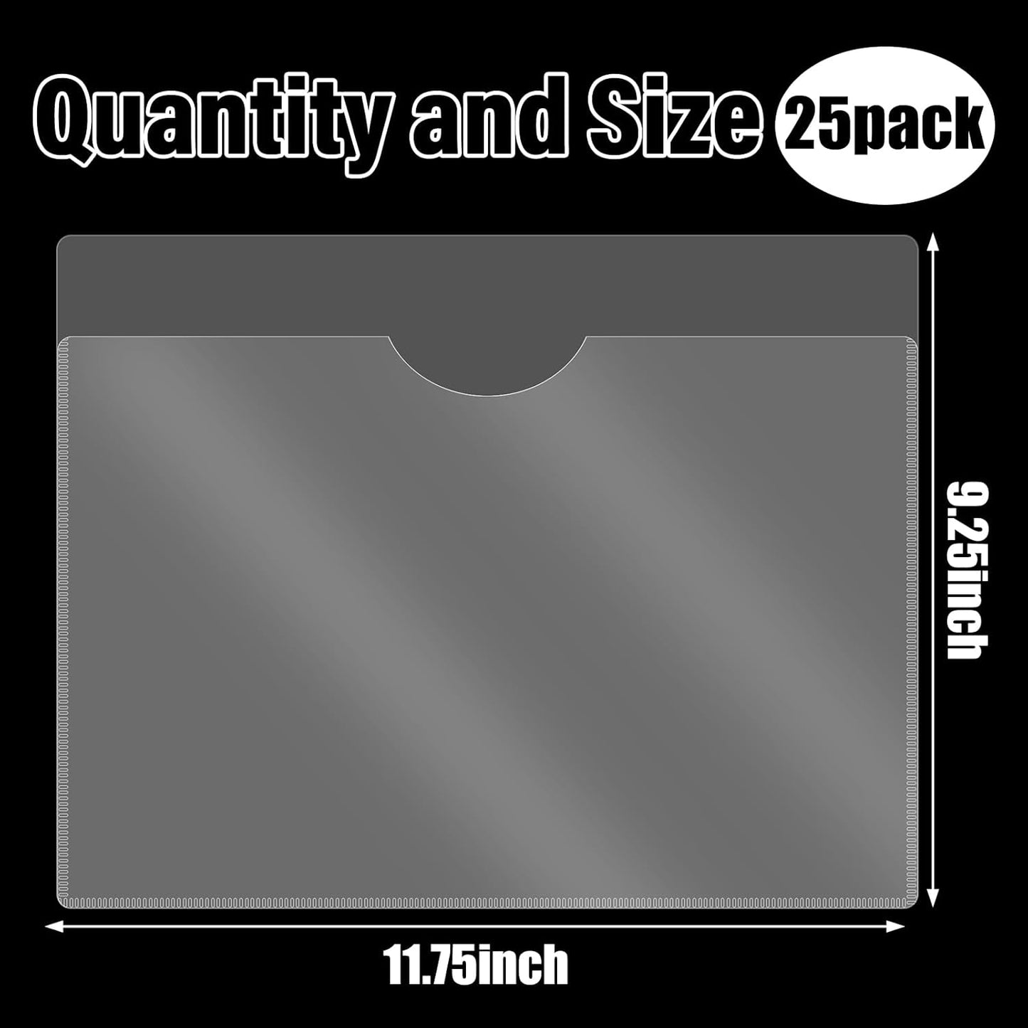Kisston 25 Pack Heavy Duty Vinyl Plastic Folders with Clear Front Pocket File Jackets, Three Sided Closed, Letter Size Plastic Folders for Documents, 11.75 x 9.25 Inch (5 Colors)