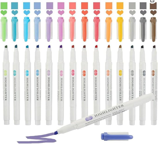 35 Pack Pastel Highlighters, Dual Tip Mild Color Highlighters Assorted Colors, No Bleed Chisel & Fine Tip Highlighter Markers for Bible Journaling, Notes Taking, School Office Supplies