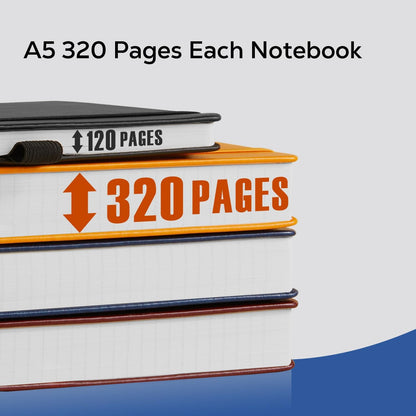 Hardcover Lined Notebook Journal for Writing, 320 Pages Leather Thick College Ruled Notebook Journal with 100GSM Paper, A5 (5.7'' X 8.4'') Daily Journal for Women Men Work Organization, Black