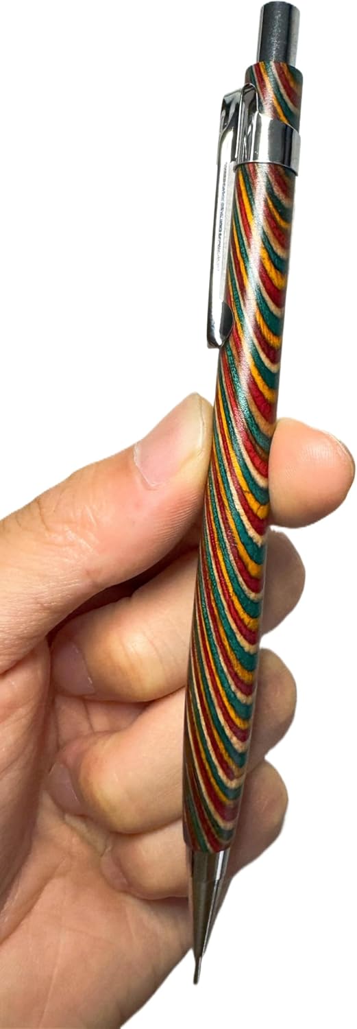 Spiral Grain Wooden Mechanical Pencils -Unique Colors Airplane Aluminum Core Artist's Drawing Pencil Comes with Gift Box (Walnut)