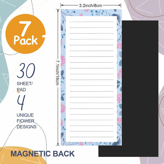 AZUREAL 7P Magnetic Notepads for Refrigerator, 30 Pages/Book Grocery List Magnet Pad for Fridge, Design Magnetic List Pad for Fridge, Grocery List Notepad, List, To-Do Memos