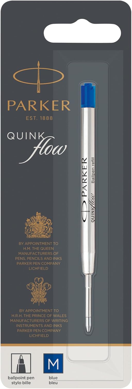 PARKER QUINK Long Fountain Pen Ink Refill Cartridges, Blue