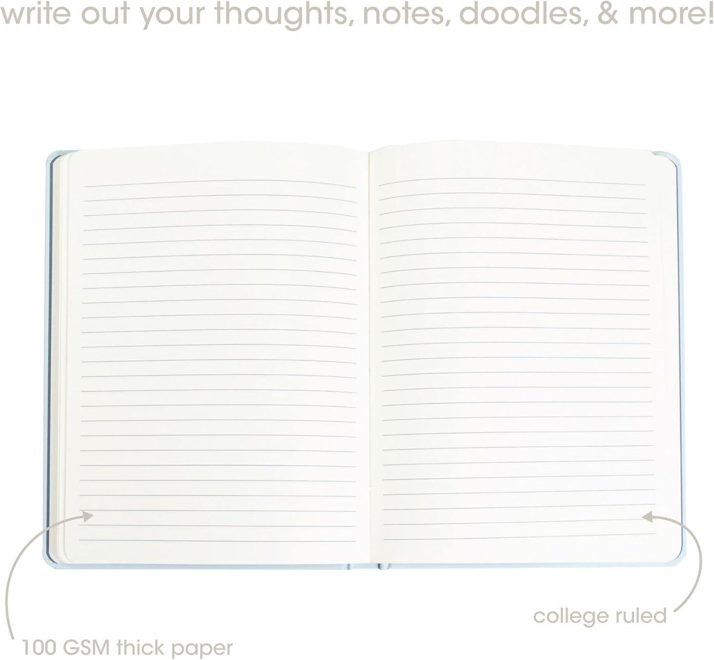 Pearhead Blue Matchbook Hardcover Journal, 6x8 College-Ruled Lined Notebook, 200 Pages, Trendy Writing Journal for Work, School & Everyday Notes