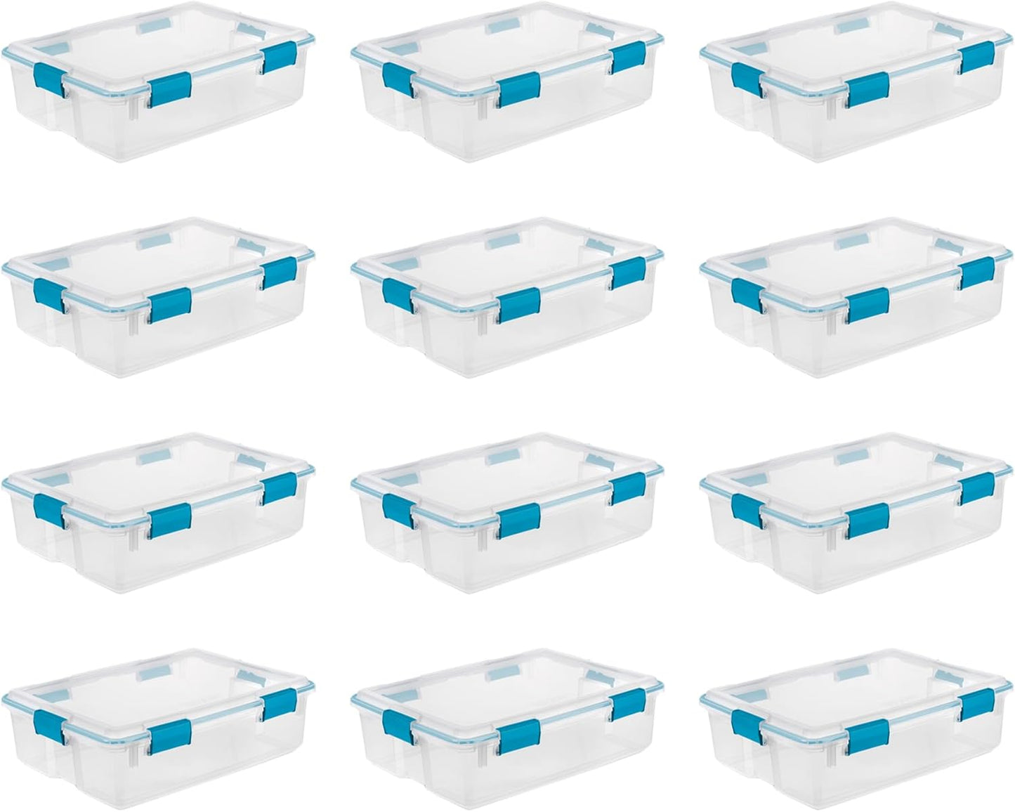 Sterilite 4-Pack Gasket Box, Weather-Resistant Storage Bins with Latching Lids, 32 Quart - Heavy-Duty Organizing Containers for Closet, Bathroom, and Office
