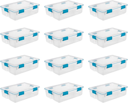Sterilite 4-Pack Gasket Box, Weather-Resistant Storage Bins with Latching Lids, 32 Quart - Heavy-Duty Organizing Containers for Closet, Bathroom, and Office