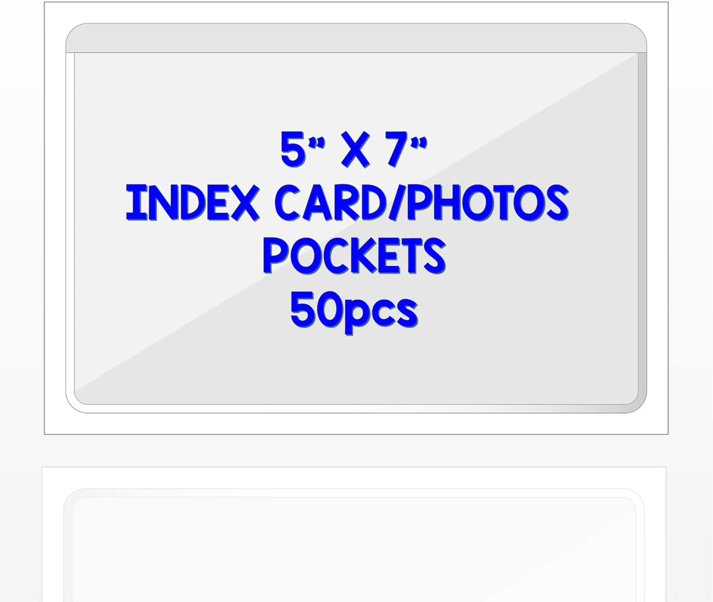 Clear Adhesive 3" x 5" Index Card Pockets With Top Open Loading, 50 Pack, Plastic Labels Holders for Storage Bins and Library, Ideal for Organizing and Protecting Your Cards