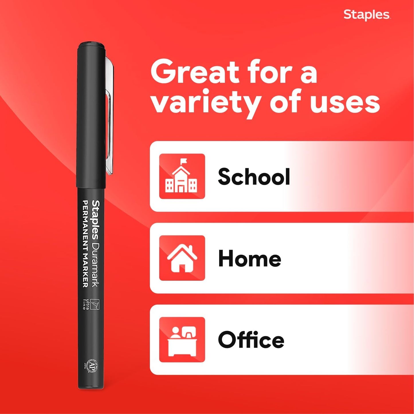 STAPLES Permanent Markers, Ultra Fine Tip, Black, 12 Pack – Duramark Precision Markers for Writing, Drawing & Labeling