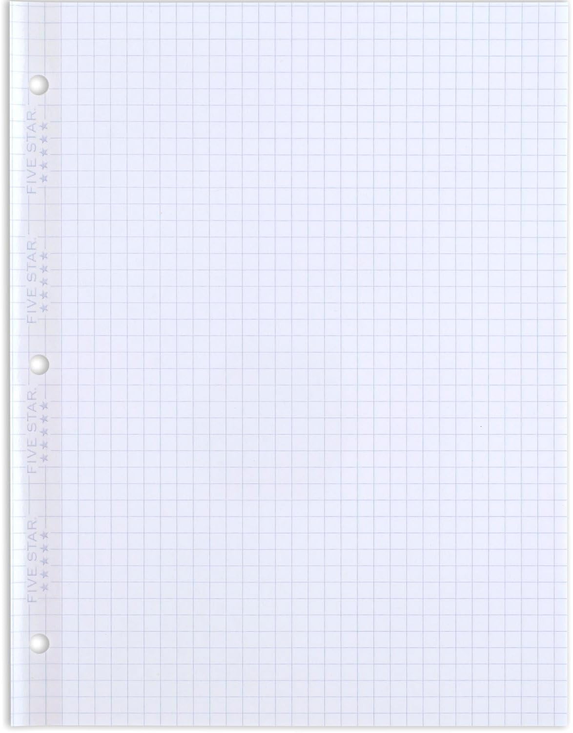 Five Star Loose Leaf Paper, Graph Ruled Insertable Notebook & Binder Filler Paper, 8-1/2" x 11", Reinforced T-Tabs, 75 Sheets (170180)