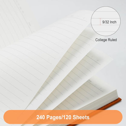 Comix 6 Pack Lined Journal Notebooks for Work, 240 Pages, 5.5"x8.3", Black, Hardcover, A5 Medium College Ruled, Journaling Notebooks for Notes-Taking, Fits for Office School Home